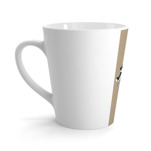 Privé Pet Signature Crest Latte Mug – 12oz Blush Stripe Ceramic Cup