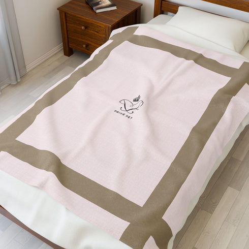 Blush Striped Velveteen Pet Throw Blanket