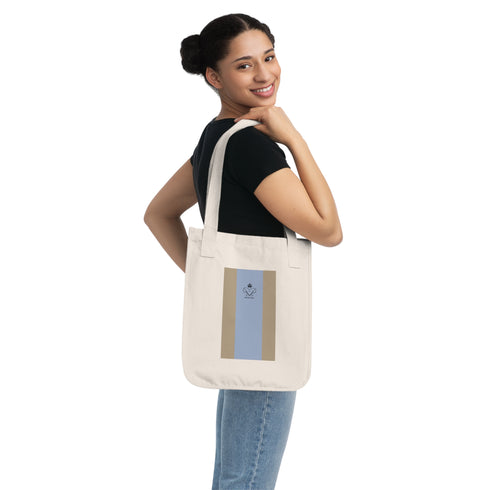 Striped Crest Organic Cotton Canvas Tote Bag