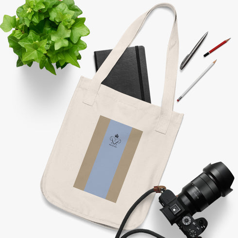 Striped Crest Organic Cotton Canvas Tote Bag