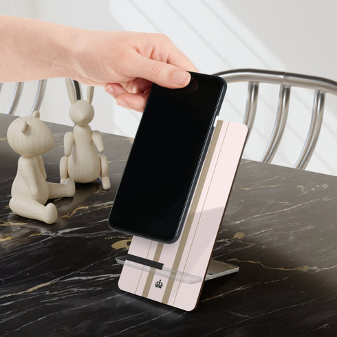 Striped Acrylic Phone Stand — Elegant Mobile Display Stand for Smartphones