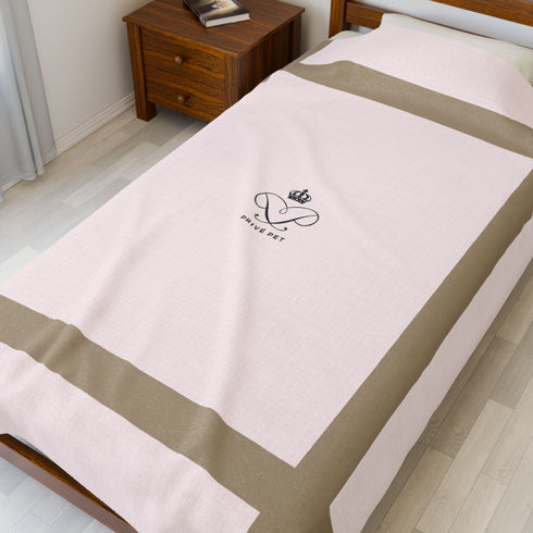 Blush Striped Velveteen Pet Throw Blanket