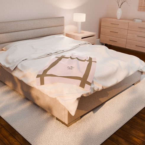 Blush Striped Velveteen Pet Throw Blanket