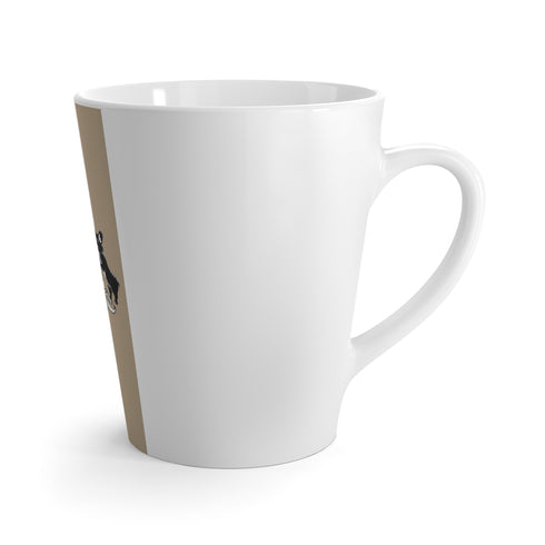 Privé Pet Signature Crest Latte Mug – 12oz Blush Stripe Ceramic Cup